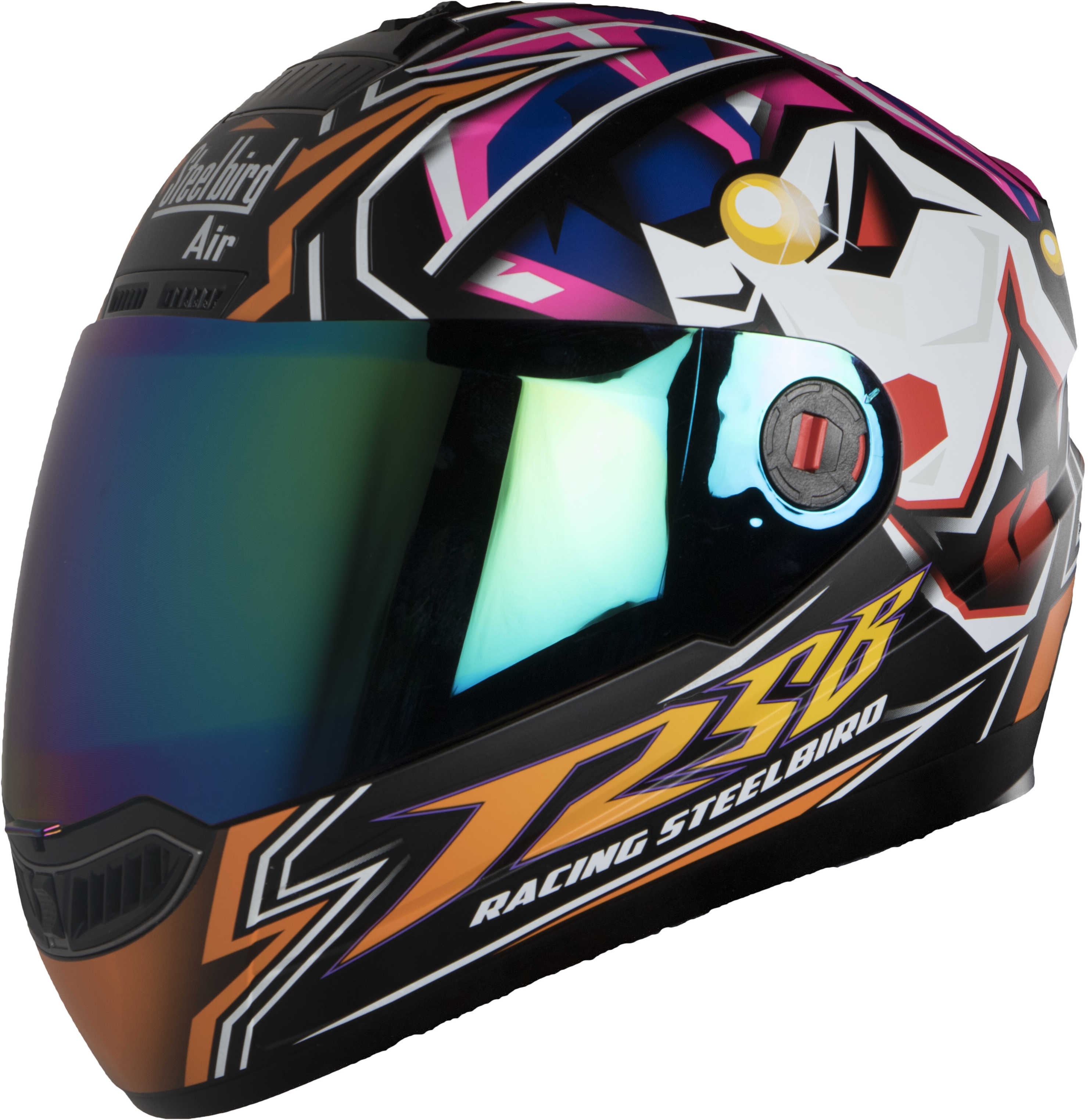 SBA-1 Bloom Glossy Black With Orange ( Fitted With Clear Visor Extra Rainbow Chrome Visor Free)